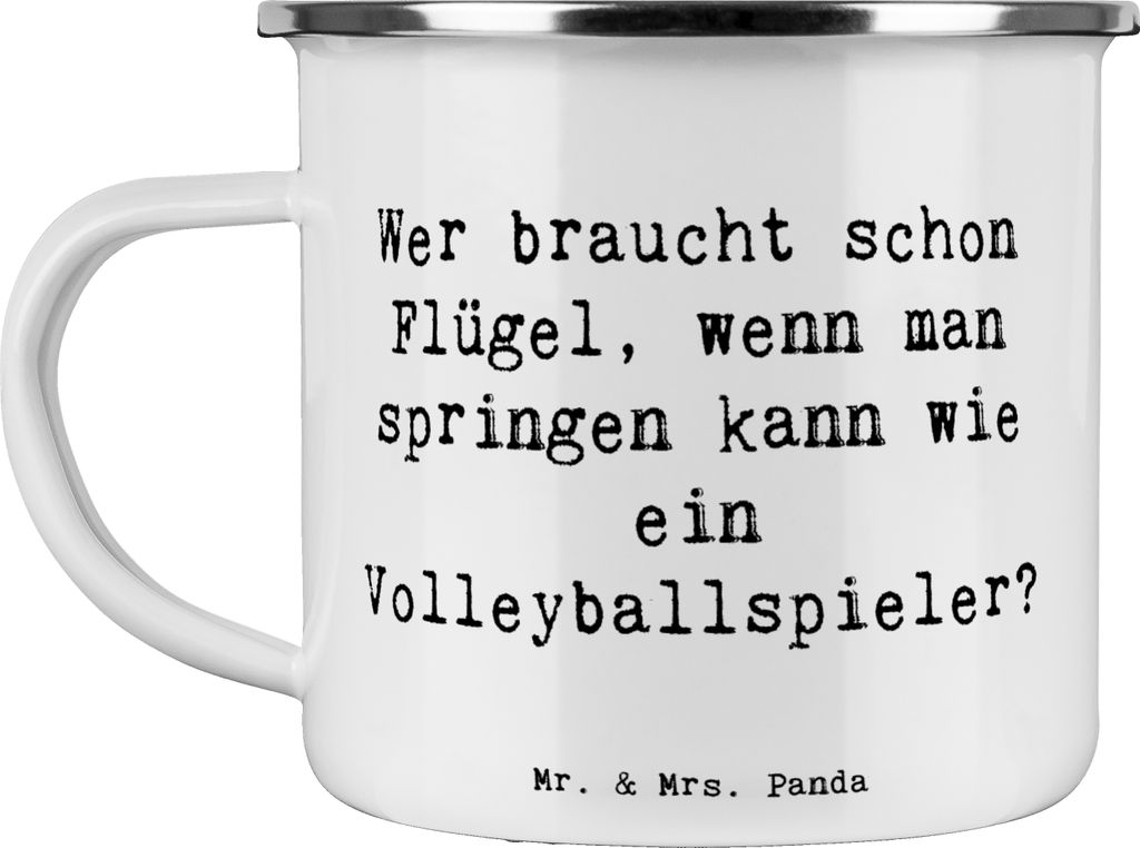 Mr. & Mrs. Panda Haferl Spruch Volleyball Sprung - Weiß - Geschenk, Emaille Tasse, Pott, Gemeinschaft, Teetasse, Sportart, Sportler, Kaffeepott, T...