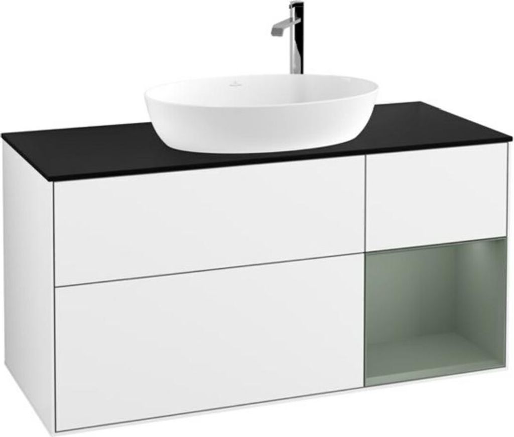 V&B Waschtischunterschrank Finion 120cm, Pl b m, Rg Ol m Lac, glo wh. Lac