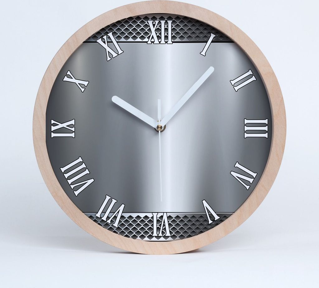 Holzuhr 25fi cm wanduhr - weiße Spitzen - Metall-Hintergrund