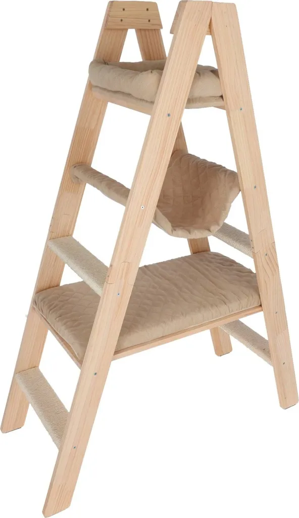 Arbre à chat pour appartement 134 cm en bois avec échelle et stockage