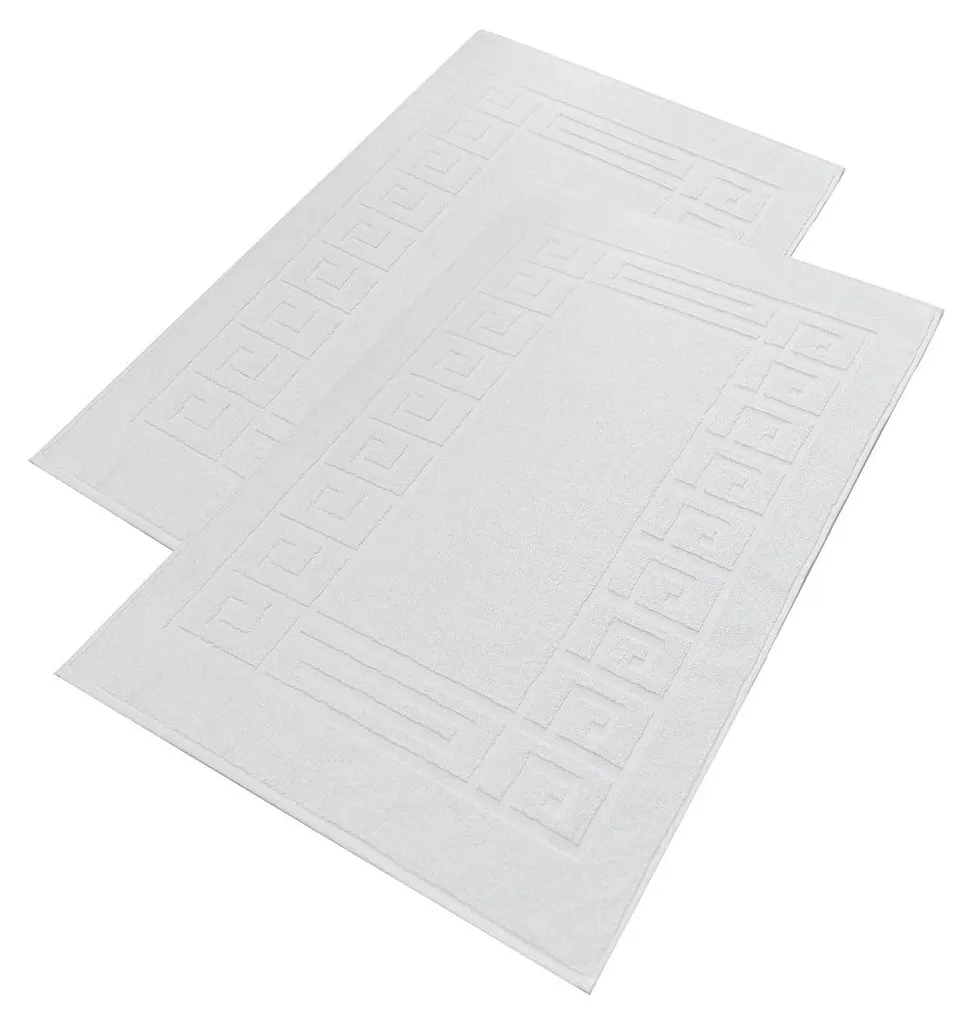 Tapis de bain anti-humidité en coton italien - Lot de 2 blancs 50x80
