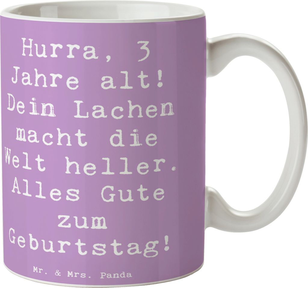 Mr. & Mrs. Panda Tasse Spruch 3. Geburtstag Jubel - Lavendeltraum - Geschenk, Geschenktasse, Party, Happy Birthday, Glück, Kaffeebecher, Feier Dek...