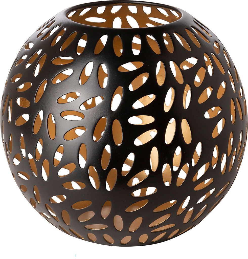 Fink DARIA, Windlicht, Eisen pulverbeschichtet, glatt, schwarz, L. 17 cm, B. 17 cm, H. 15 cm, D. 17 cm 146301