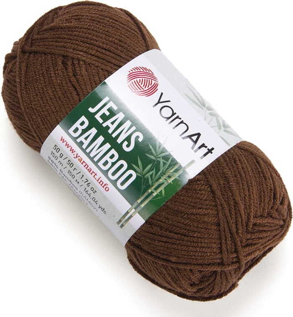 YarnArt Jeans Bamboo Garn, Ciemny Braun, 50g/150m, Weich & Antiallergisch, Perfekt für Frühling & Sommer