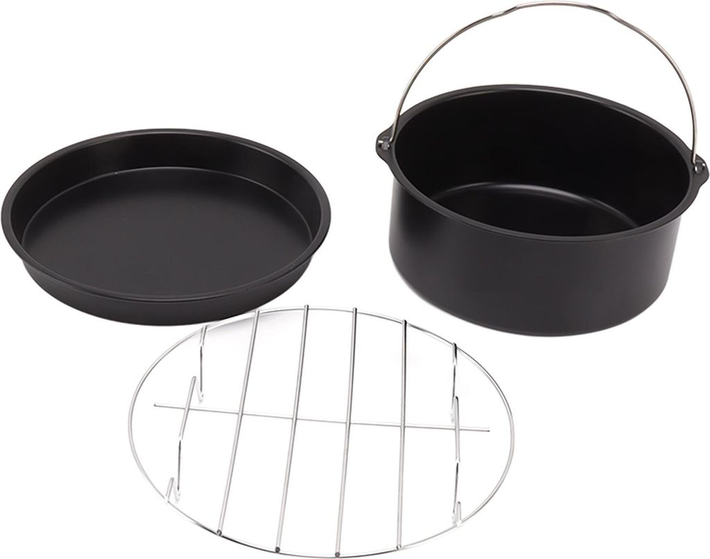 Fryer Zubehör Edelstahl Backen Kuchen Barrel Pizza Pan Grill Antihaft-Beschichtung spülmaschinenfest schwarz 7in