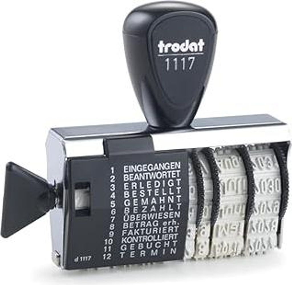 Trodat Classic 1117 – Datumsstempel mit Wortband, Deutsche Monate, Abdruck ca. 6 x 56 mm
