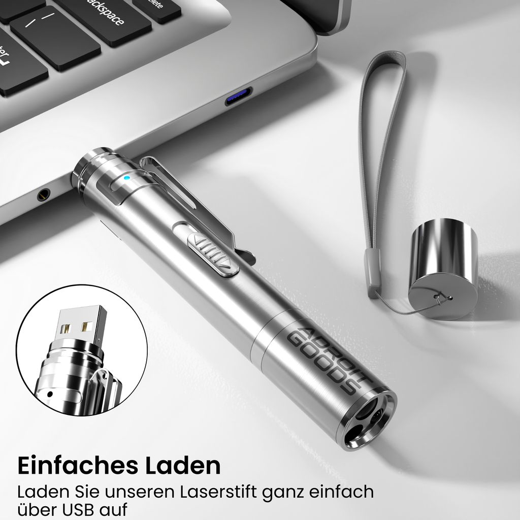 AdroitGoods Katzen-Laser-Stift - USB wiederaufladbar - mit Produktbild 6