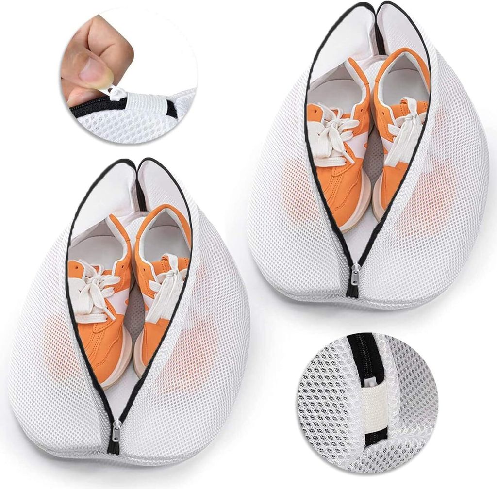 Wäschenetz Schuhe, 2 Stück Netz Schuhsack Waschmaschine mit Reißverschluss (39 x 23 x 23 cm), Wäschesack, Waschbeutel, Schuhwaschbeutel, für S...