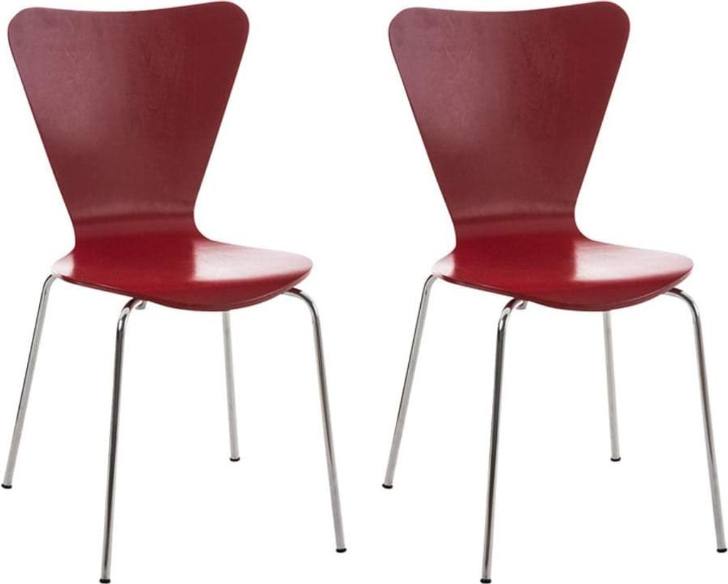 2x Ergonomische Besucherstühle - Wartestühle - Bequemer Sitz, stapelbares Design | Farbe: Rot