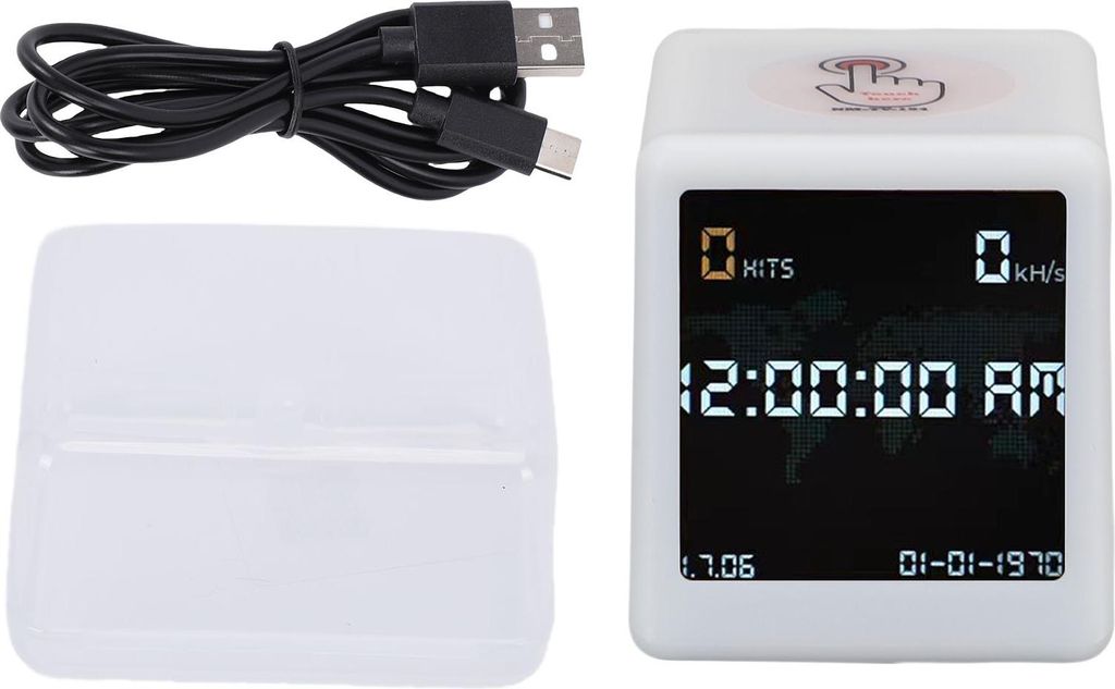 Bitcoin Lottery Miner Digitaluhr WiFi Bluetooth 1060kH/s Hash Rate Solo mit Wetter Temperatur Luftfeuchtigkeit Anzeige Weiß