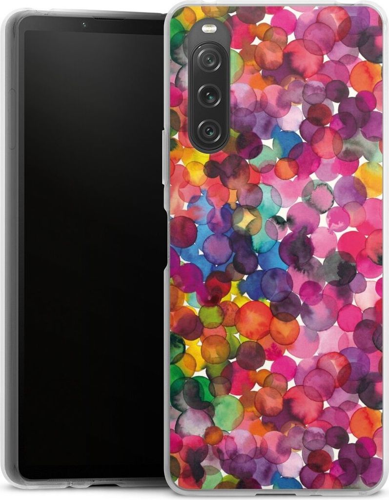 DeinDesign Handyhülle für Sony Xperia 10 V Silikon Hülle Case Smartphone Schutzhülle Punkte Wasserfarbe bunt