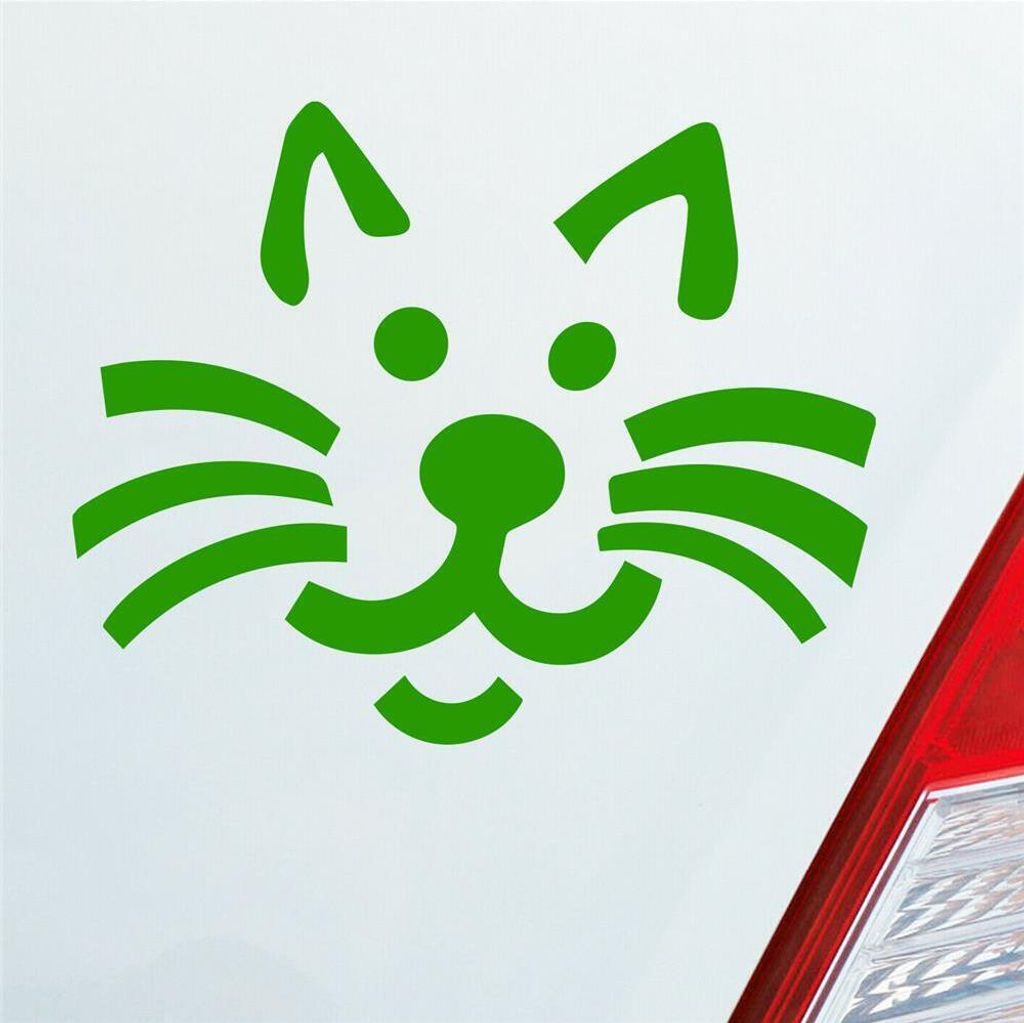 Auto Aufkleber Katze Cat Animal Tier Süß Mieze 10x8 cm Hellgrün Sticker Heckscheibenaufkleber