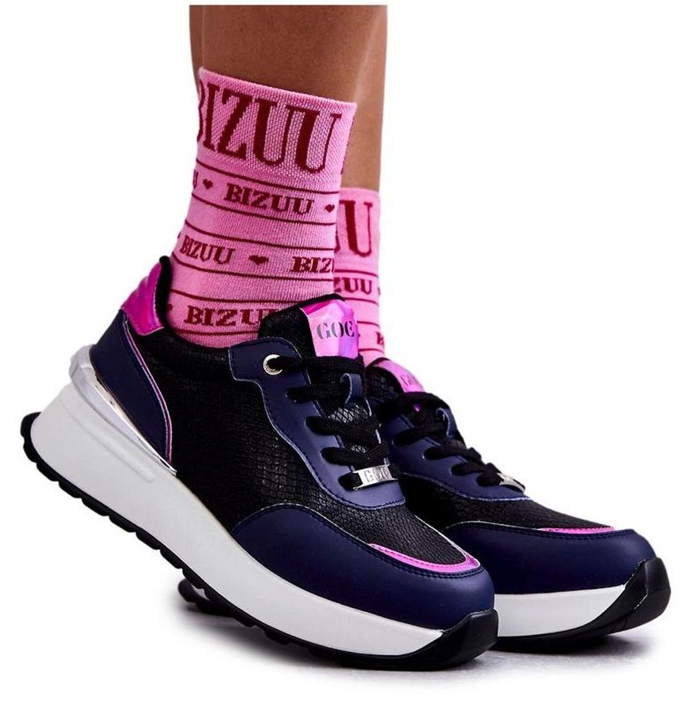Sportschuhe für Damen auf Keilabsatz GOE KK2N4081 schwarze und Marineblau 37