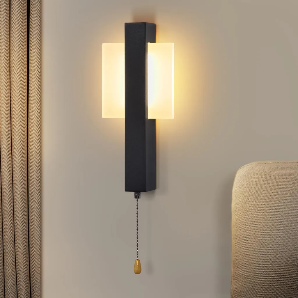 ZMH Lampada Corridoio LED con Cordoncino | Applique Nera 6W 3000K