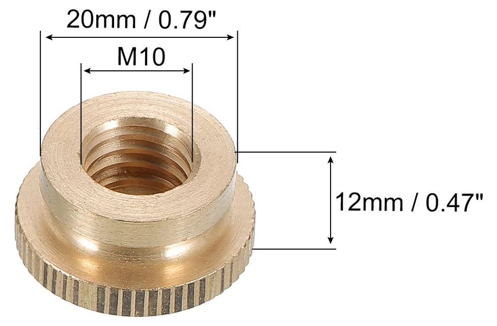 R?ndelmuttern 4pcs M10 x T20mm x H12mm Kohlenstoffstahl R?ndelmutter mit Kragen Hoher Kopf Sackloch R?ndelmuttern fš¹r 3D Druckerteile