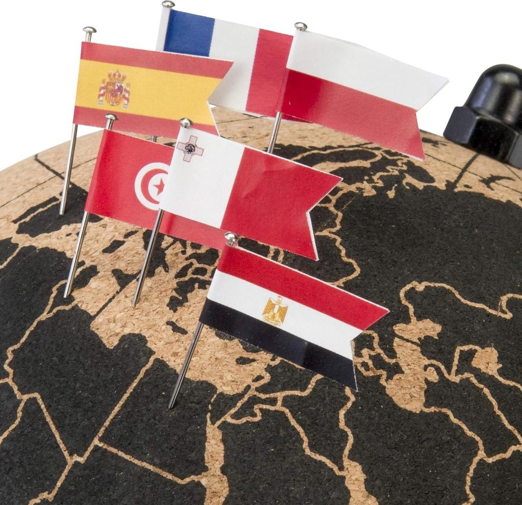 Weltkugel aus schwarzem Kork - dekorative Weltkarte - groß - 23cm - Kork