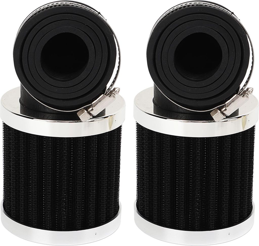 2 Stück Motorrad-Luftfilter, 90 Grad abgewinkelter Ansaugreiniger für 28-mm-48-mm-Vergaserdüse, Moped, Roller, ATV, Dirtbike, Schwarz