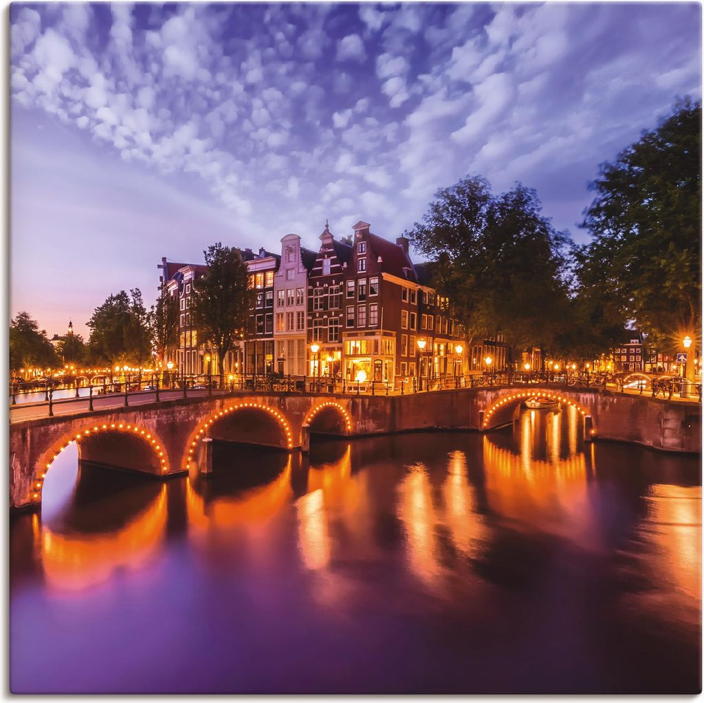 ARTland Leinwandbild Amsterdam Keizersgracht Leidsegracht Größe: 40x40 cm