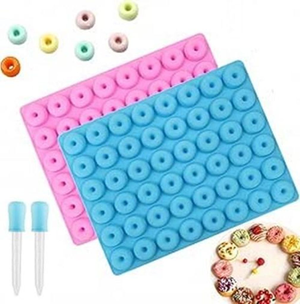 GKA 3D Silikon Silikonform Gummibärchenform für 96 Donat mit 2 Pipetten Donats selber herstellen Silikonform Form Donatform