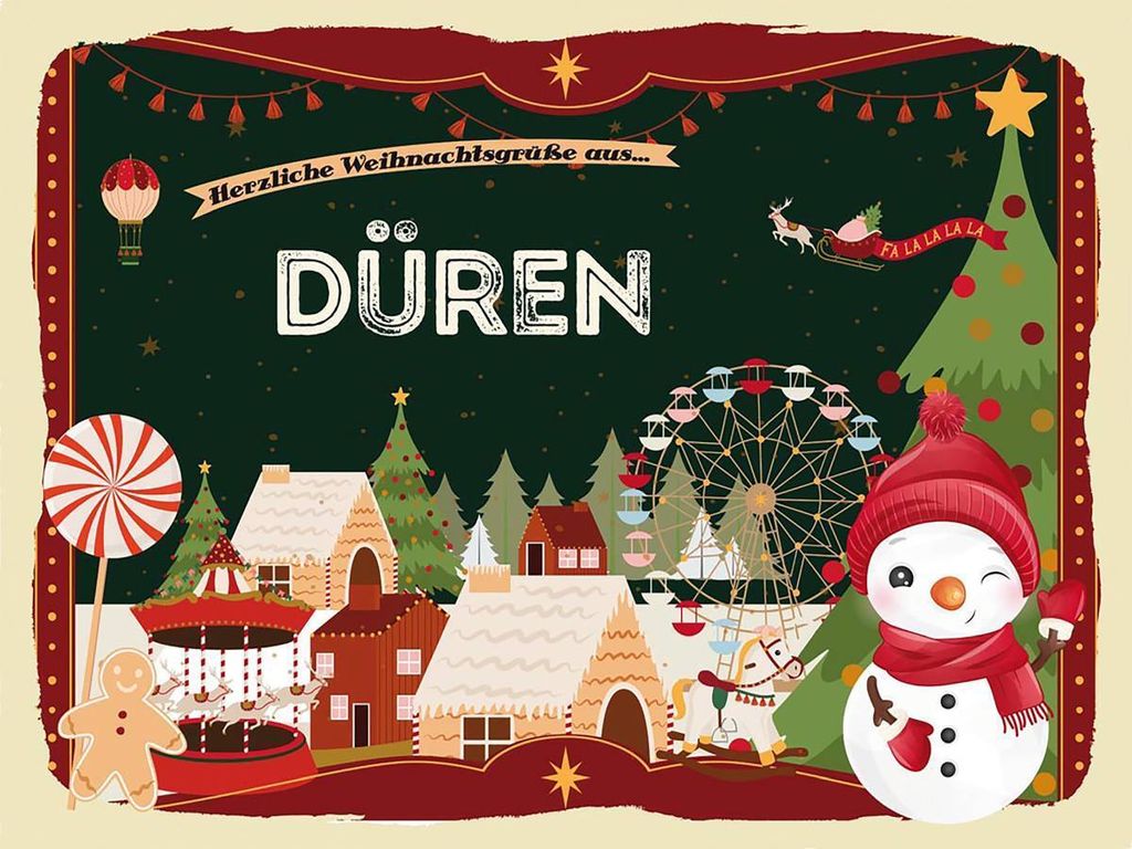 vianmo Holzschild 30x40 cm Weihnachtsgrüße aus DÜREN Weihnachten