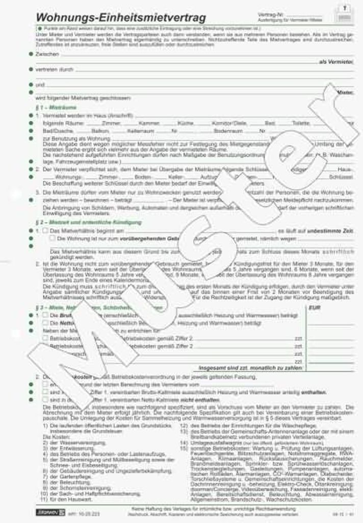 BRUNNEN Mietvertrag Einheitsmietvertrag 1025223