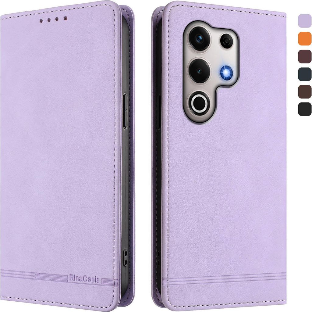 Hülle für itel S25 Ultra, Retro Kunstleder Ständer Klapphülle mit Kartenfächer und Magnetische Violett