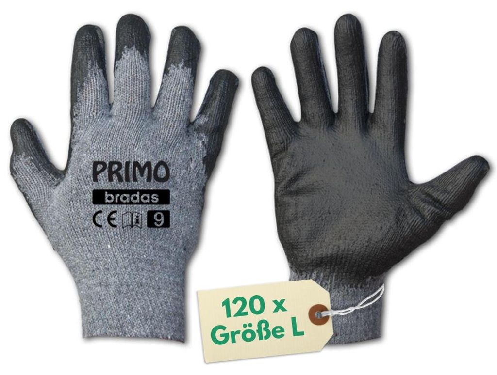 120 x Arbeitshandschuhe Herren Gr. L Garten Handschuhe Arbeit Gartenhandschuhe Damen Montage Handschuhe Mechaniker Latex Schutzhandschuhe Sicherhei...