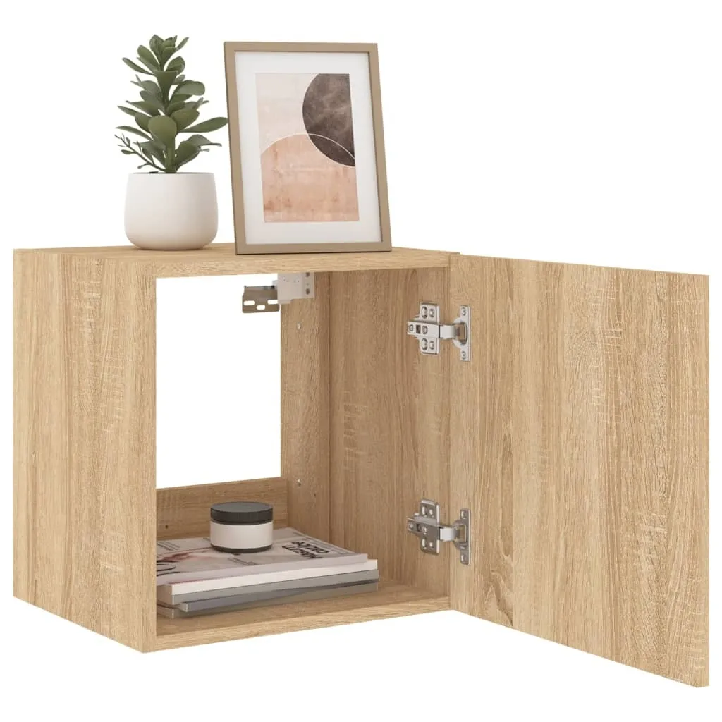 SYFAX Mobili TV Sospesi con LED Rovere Sonoma - Set 2 Pezzi Design Moderno - 4