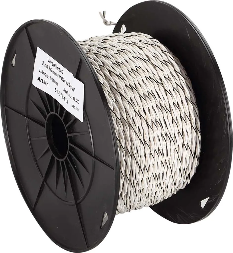 Câble haut-parleur anti-interférence 2x0,75mm² torsadé blanc 100m