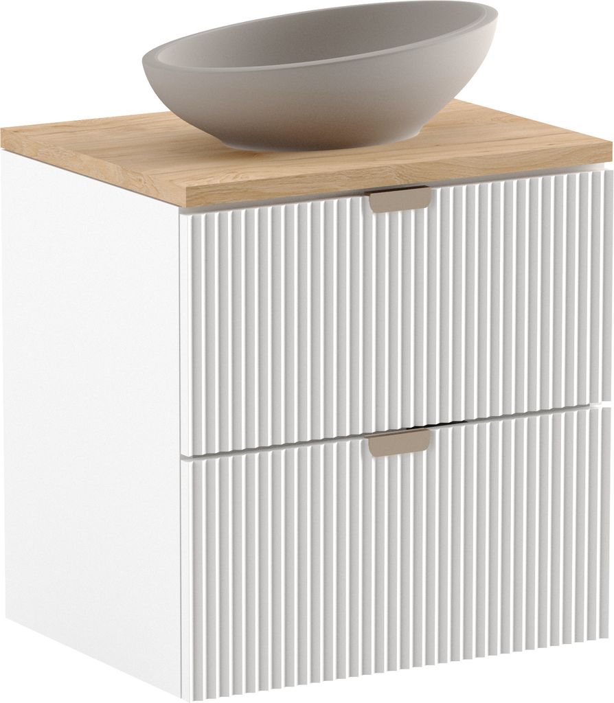 WENA Skříňka pod umyvadlo 60 cm, žebrovaná čela, kovové Obrázek produktu 7
