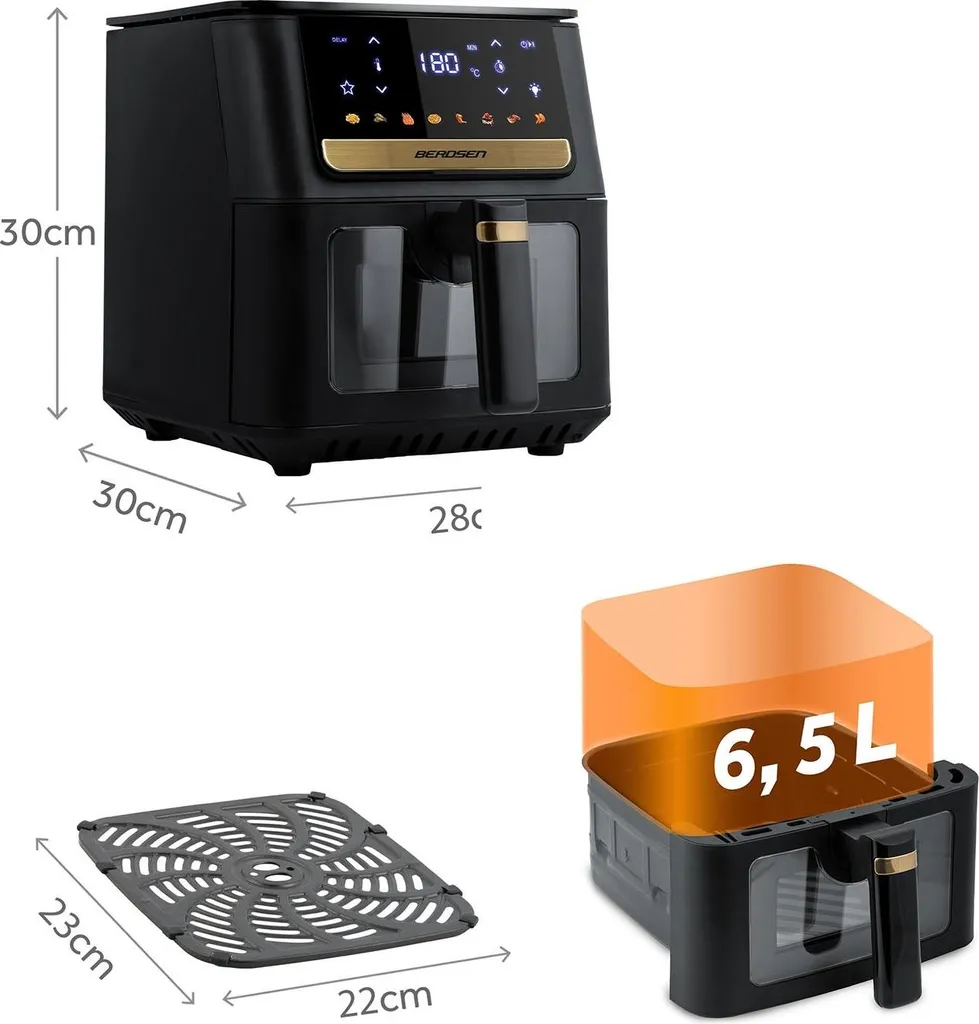 Cuisiner pour toute la famille : Friteuse air chaud 6,5 L 1700W noire