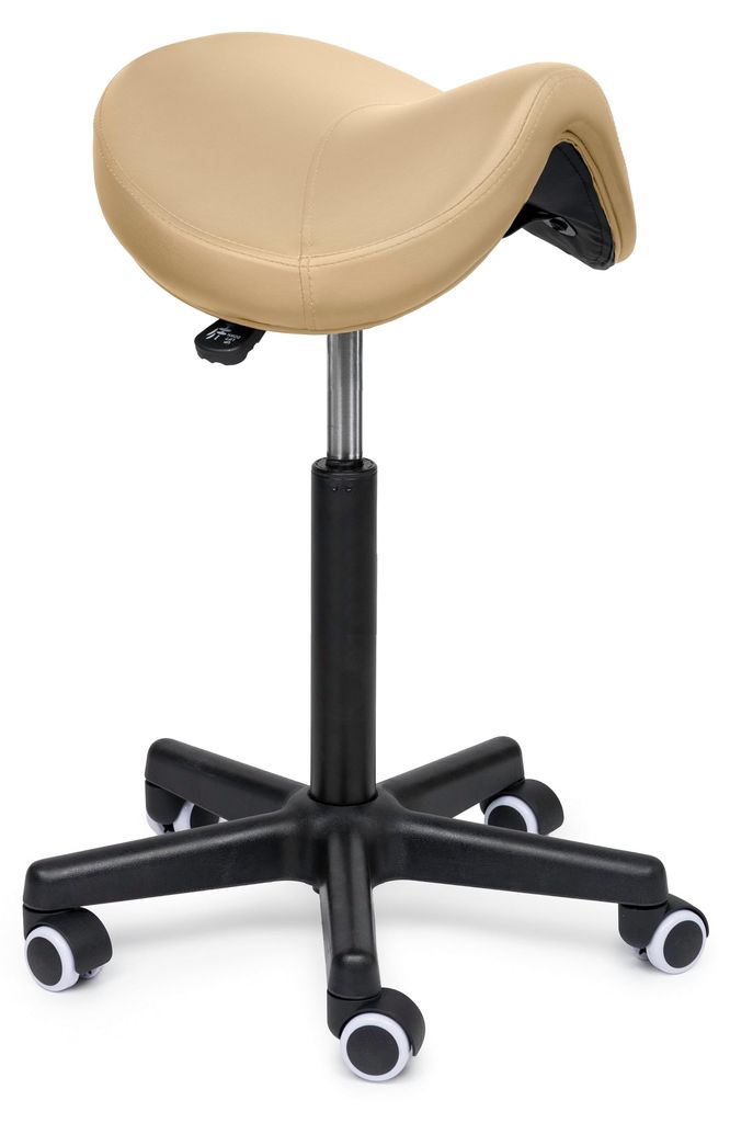 Premium Sattelhocker Beige Auf Räder - Standard (50-68cm) / ohne Fußstütze / Lagerräder