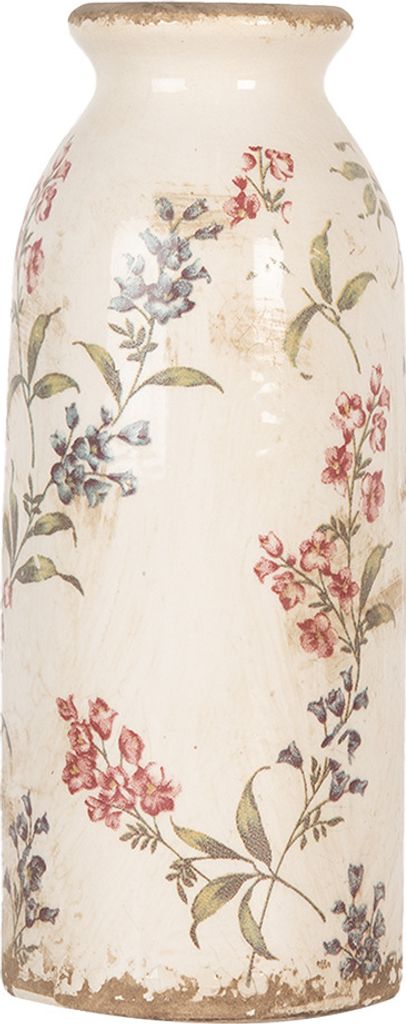 Clayre & Eef Vase Ø 8x20 cm Beige Keramik Blumen Produktbild 