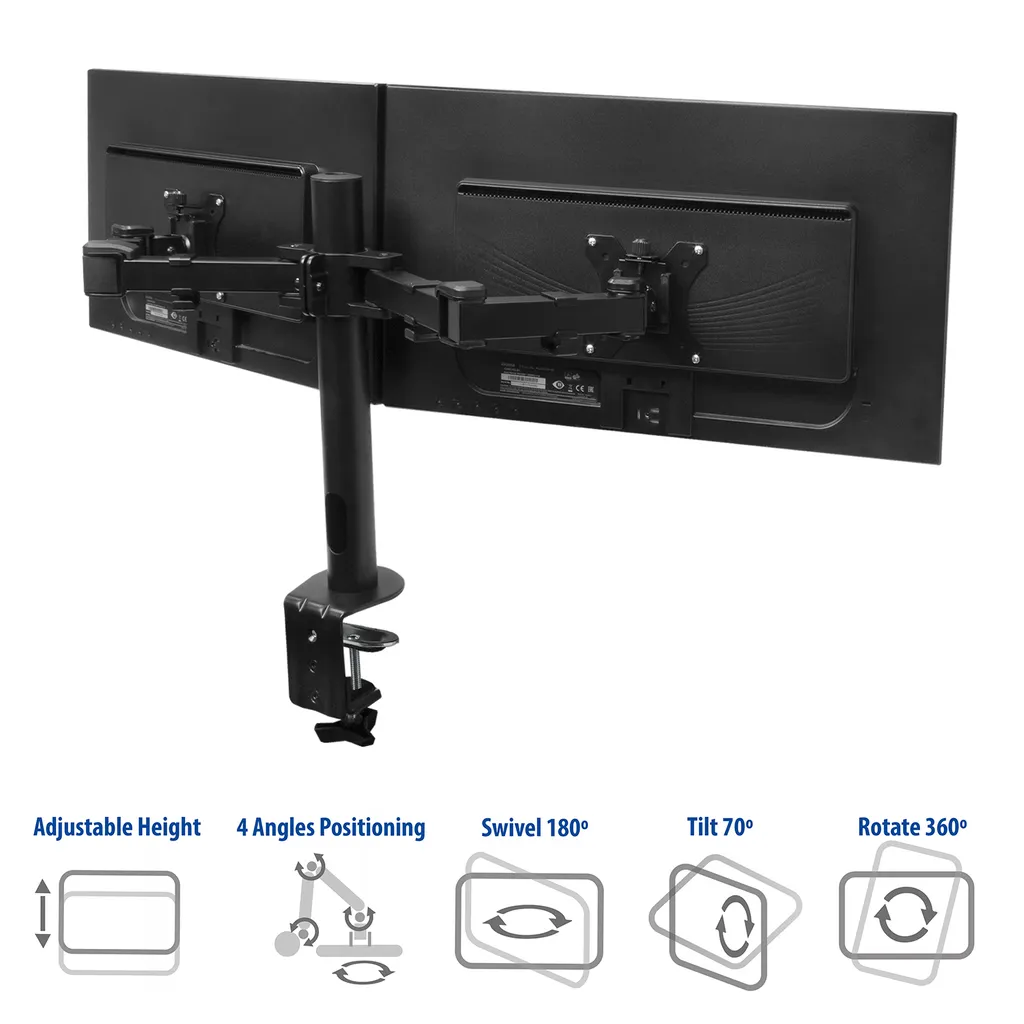 Support double écran 12kg robuste avec inclinaison et rotation - 10