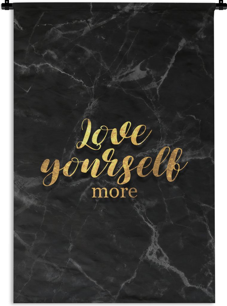 MuchoWow Wandteppich Wandbehang Zitate - Liebe - Gold - Marmor 120x180 cm Tapisserie Dekoration Wandtuch - Schlafzimmer - Dekorationen für das Haus