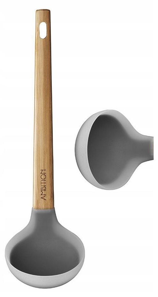Cuillère à soupe en silicone avec manche en bois 27,5 cm Image du produit 