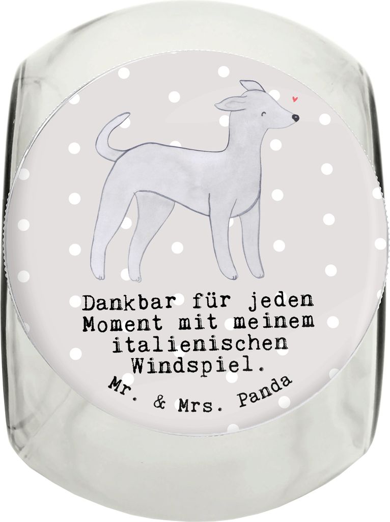 Mr. & Mrs. Panda Bonbonglas Italienisches Windspiel Moment L 870ml - Grau Pastell - Geschenk, Vorratsbehälter, glasbehälter, Italian Greyhound, D...