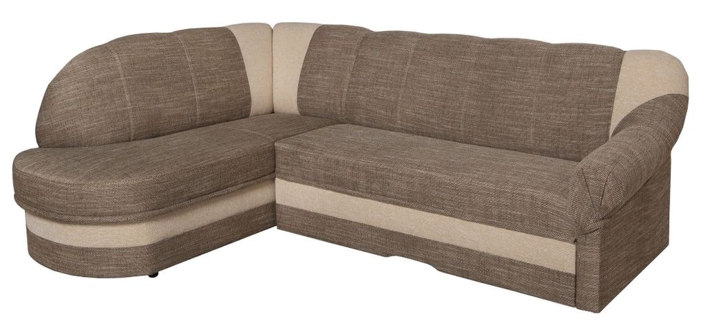 Schlafsofa POPPI mit Stauraum – Cappuccino/Hellbeige, links