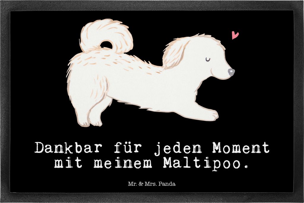 Mr. & Mrs. Panda Bodenvorleger Maltipoo Moment 40 x 60 cm - Schwarz - Geschenk, Schmutzfangmatte, Mischling, Schmutzmatte, Kreuzung, fußmatte, Fus...