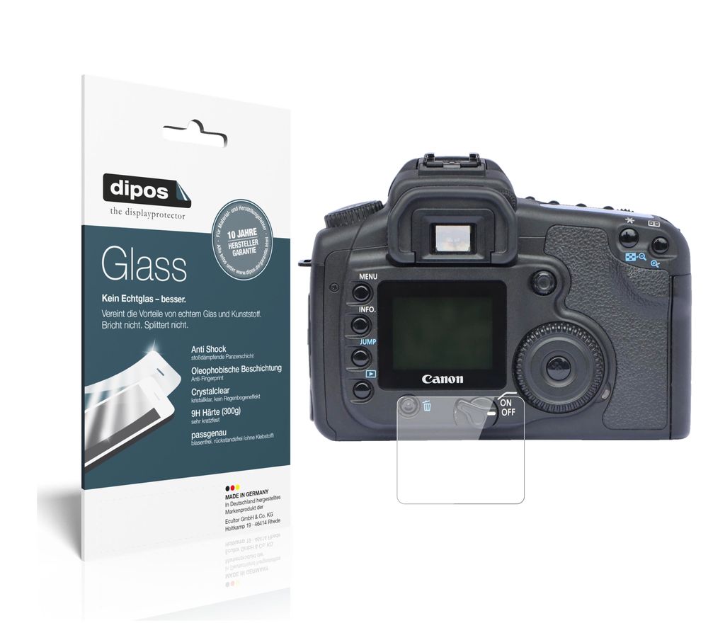 2x Schutzfolie für Canon Eos 30D - Anti-Shock 9H Folie dipos Glass Kunststoffglas