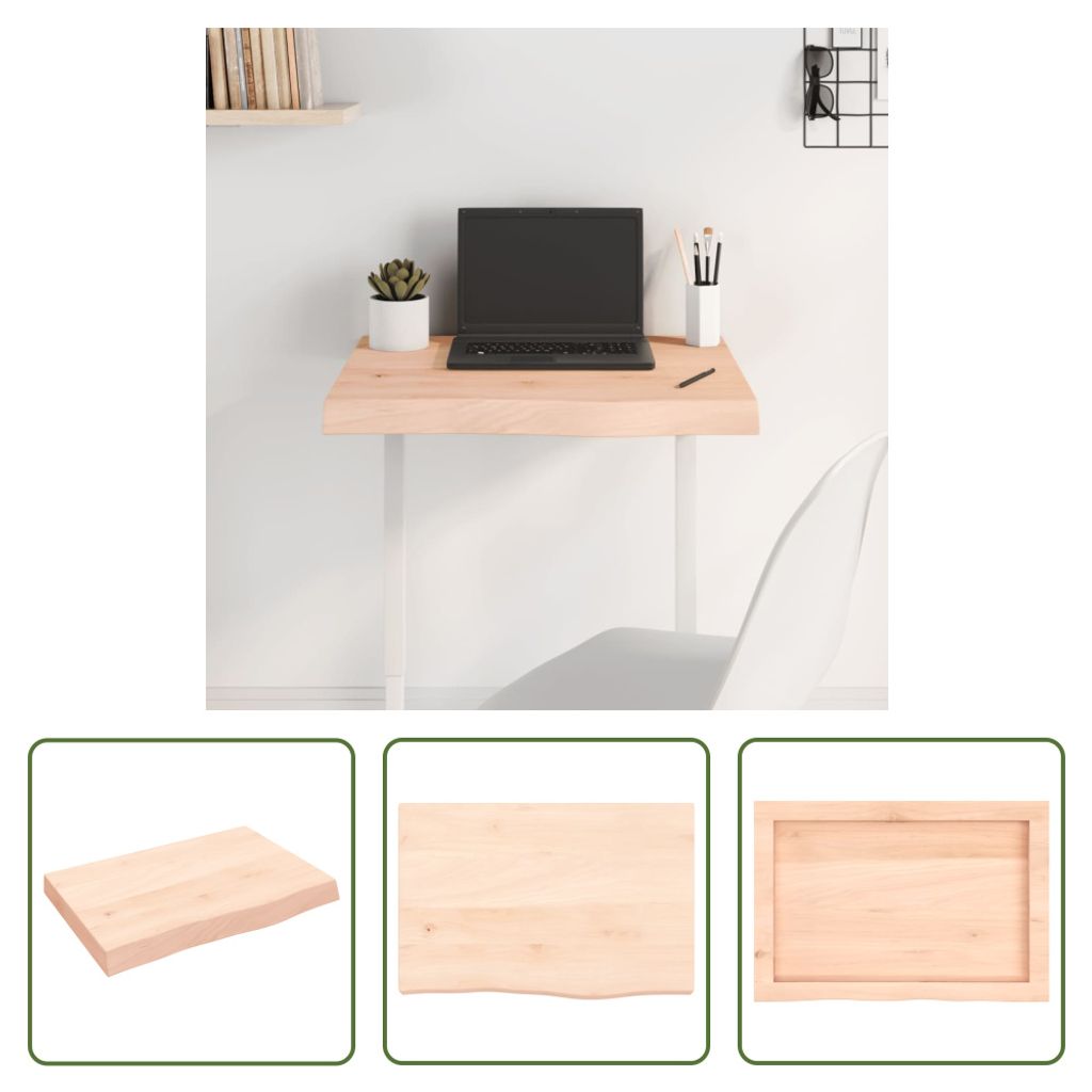 The Living Store Tischplatte 60x40x(2-6) cm Massivholz Eiche Unbehandelt