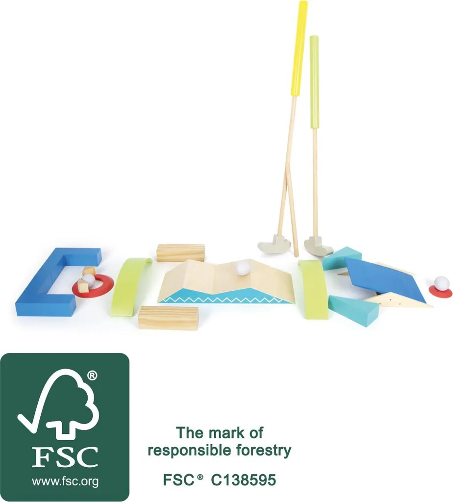 Small Foot Minigolf Set Active - Jeu de Golf de Jardin en Bois FSC