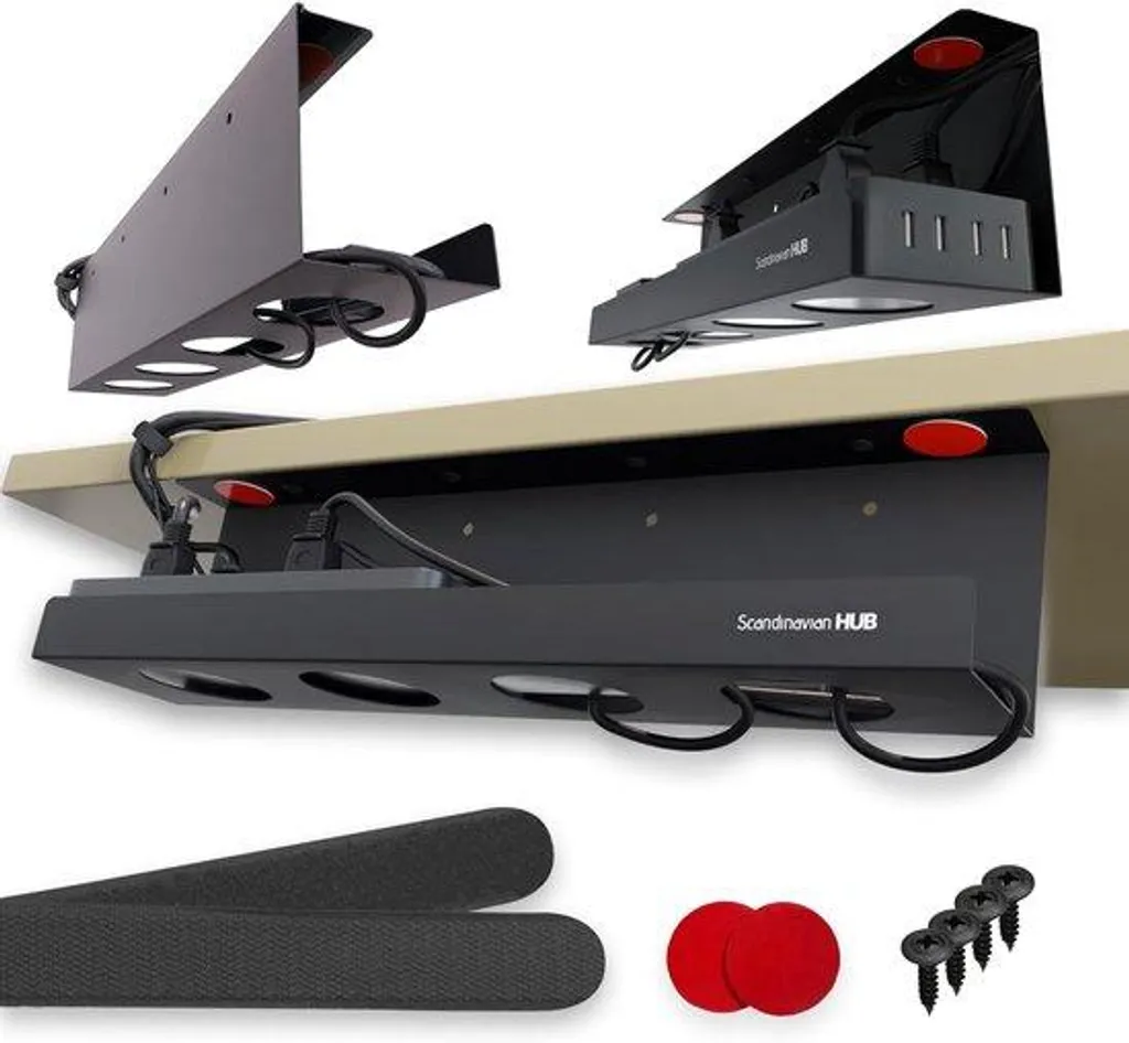 Organisateur de câbles bureau sans perceuse noir 43cm gestion câbles