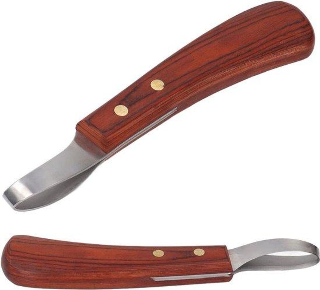 Multifunktioneller Pferde Hufschneider - Edelstahl Schneidwerkzeug - Holzgriff - Huftrimmer Schere - Werkzeug.