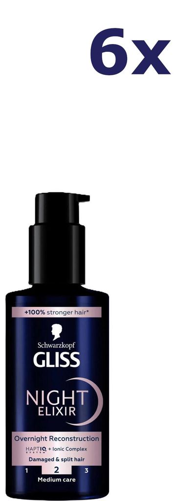 6x Gliss Kur Serum 100ml Split Hair Miracle Night Elixir