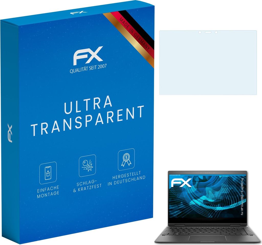 atFoliX FX-Clear 2x Schutzfolie kompatibel mit HP Envy x360 13-ag0001ng Displayschutzfolie
