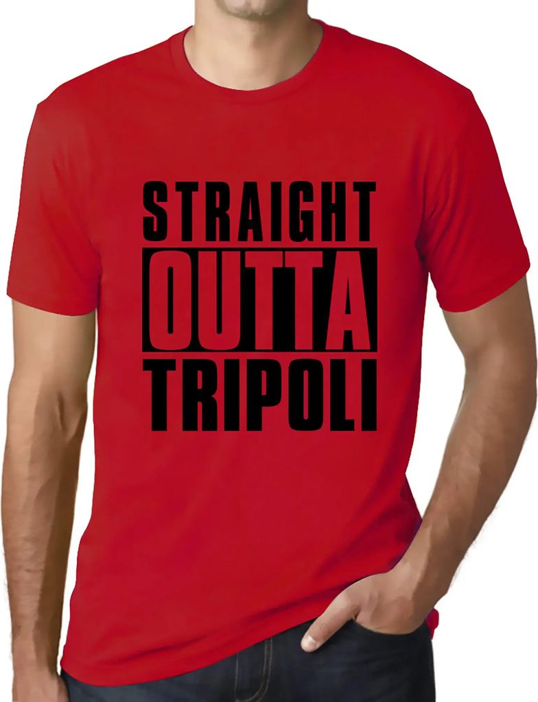Herren Grafik T-Shirt Straight Outta Tripoli Öko-Verantwortlich Vintage Jahrgang Kurzarm Lustige Druck Geburtstag Geschenk Mann