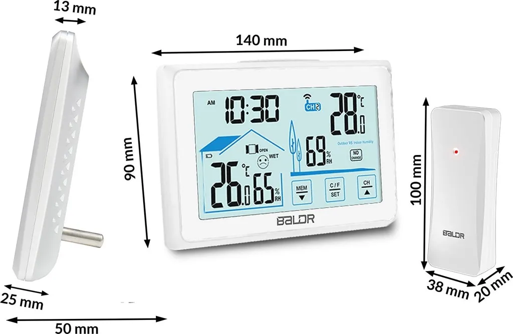 Station météo BD-910 blanc écran haute visibilité et alertes gel - 6