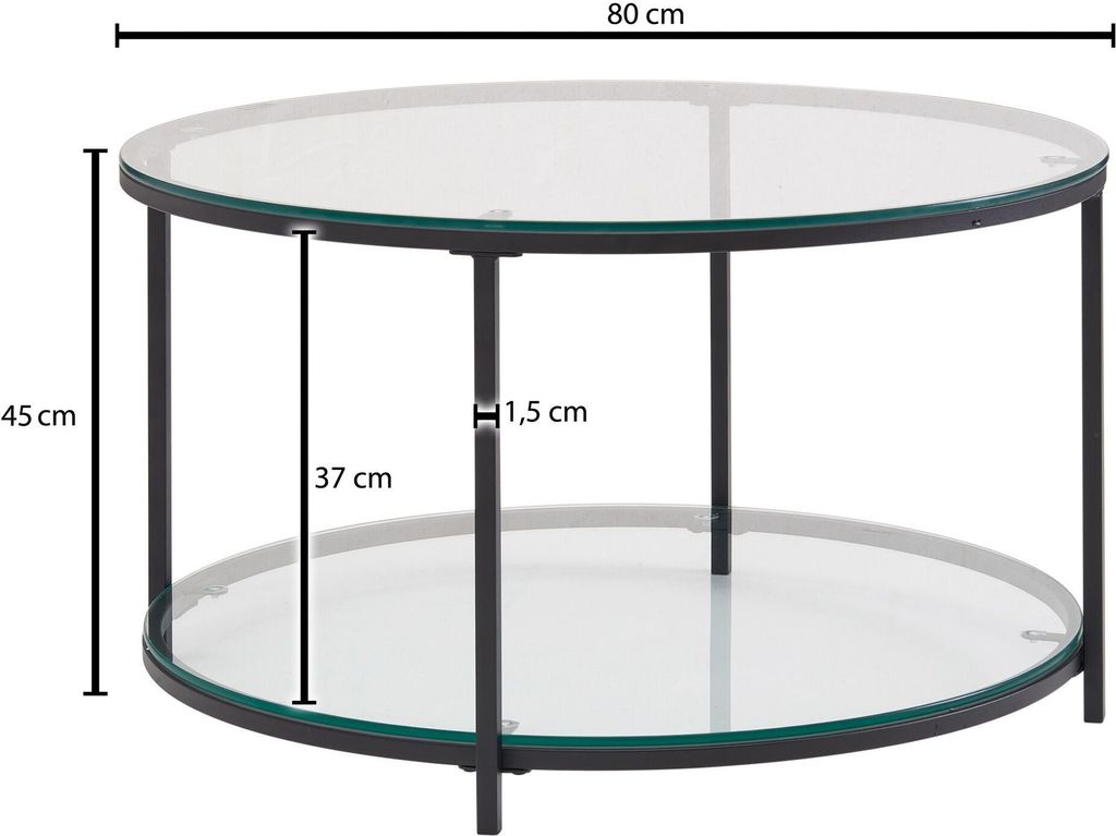 Couchtisch FineBuy Sofatisch Glas Wohnzimmertisch Ø 80 cm Produktbild 3
