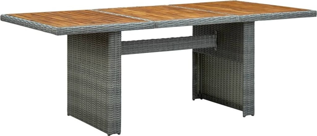 Gartentisch Hellgrau Poly Rattan und Akazie Massivholz
